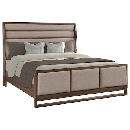 Queen Bed with Upholstered Panels and USB Ports